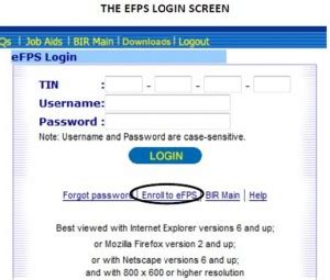 efps log in|efps bir.